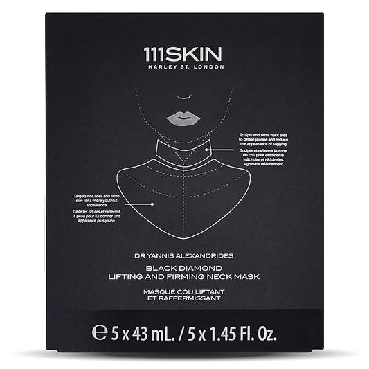 111SKIN Black Diamond Lifting & Firming Neck Mask, Hydrogel Neck Wrinkle Masks for Fine Lines & Sagging Skin on Chest & Décolletage with Peptide & Niacinamide, 5 Sheet Masks (1.45 fl oz Each)