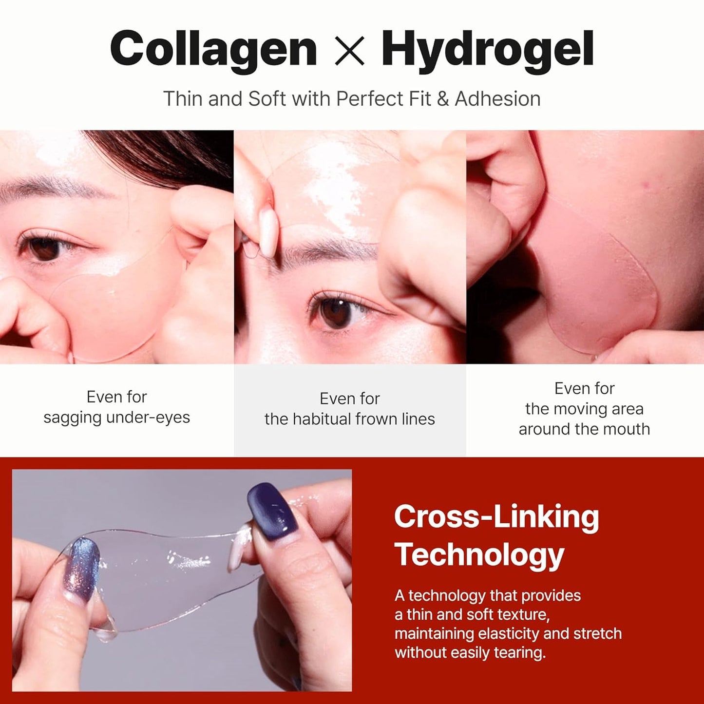 TROIAREUKE Anti-Wrinkle Collagel Eye Patch,Smooths eye,forehead,facial wrinkles,Reduces puffiness & Dark circles,Hydrogel Wrinkle patches,Elastic,adhesive formulation (60Count)