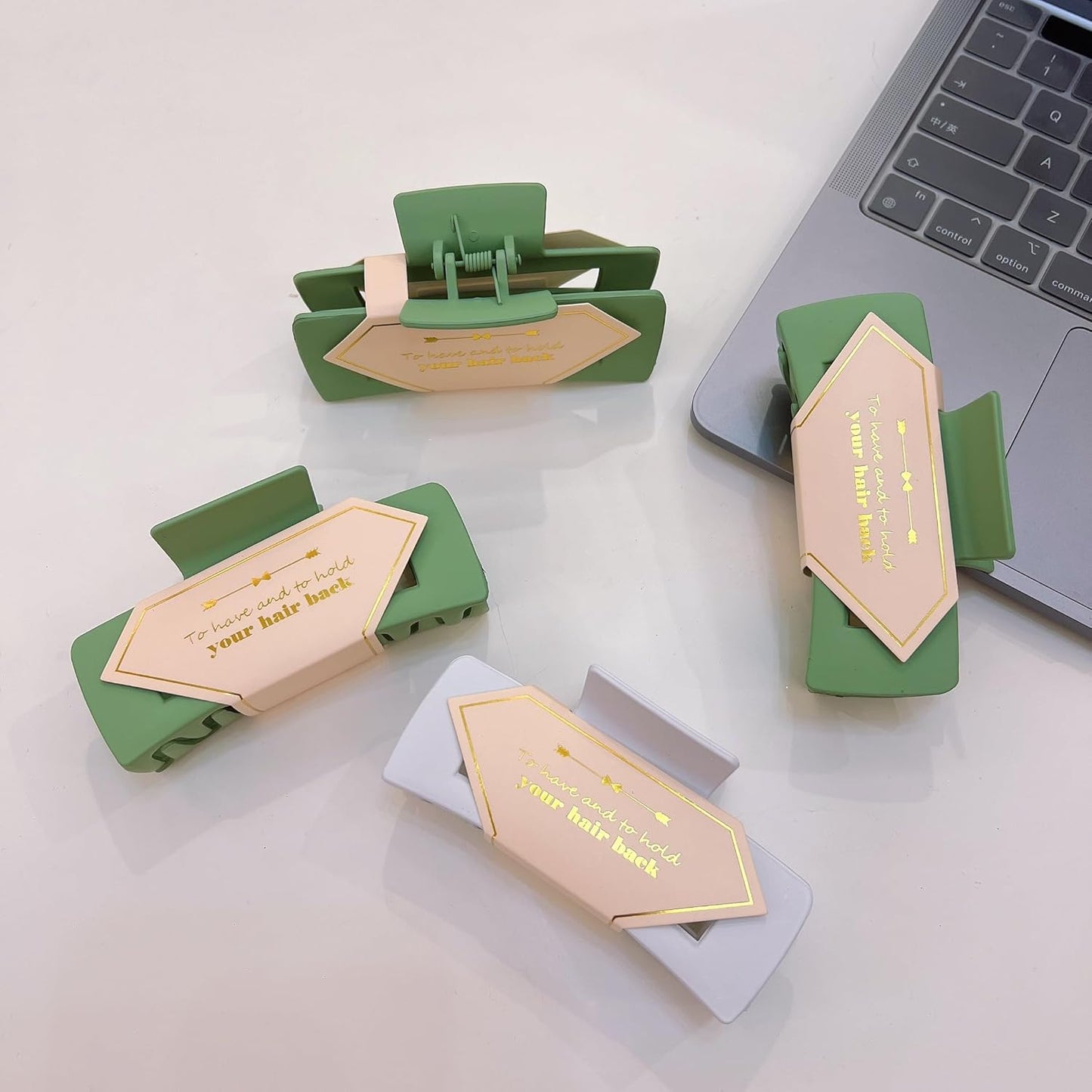 Bridesmaid Proposal Gifts 4.1inch 12pcs Square Hair Claw bachelorette party accessories Clips for Wedding Party Favors (White)