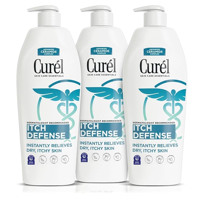 Curel Itch Defense Calming Body Lotion, Moisturizer for Dry, Itchy Skin, Body and Hand Lotion, with Advanced Ceramide Complex, Pro-Vitamin B5, Shea Butter, 13 Oz, Pack of 3