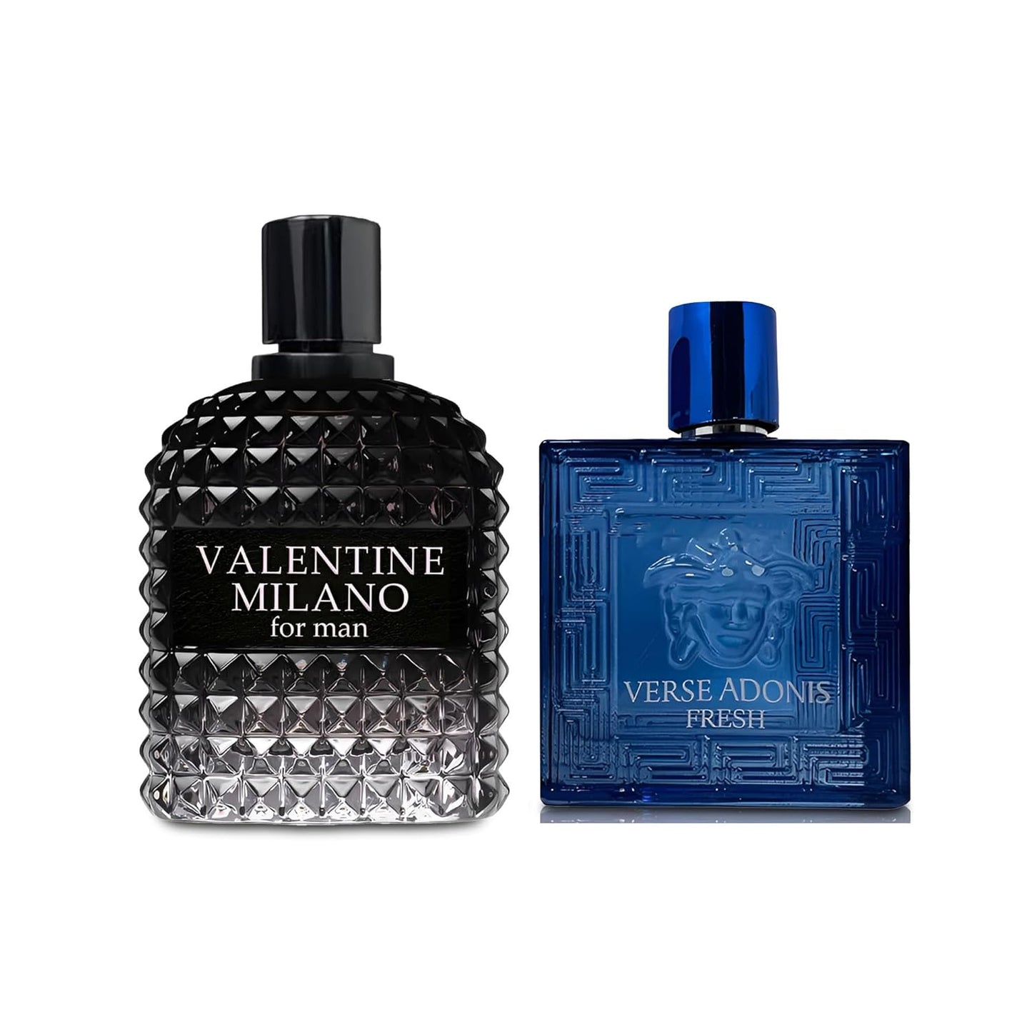 2PCS Valentine Milano/Verse Adonis Fresh Eau De Toilette for Men-Fresh,Romantic Scent Perfume for Men 3.4 Fl Oz Each Mens Cologne For All Skin Daily Used