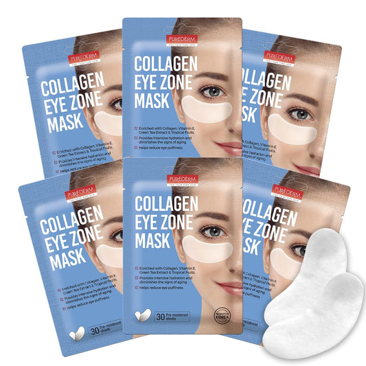 Purederm Deluxe Collagen Eye Mask Collagen Pads For Women 2+4 Pack Of 30 Sheets/Natural Eye Patches With Anti-aging and Wrinkle Care Properties/Help Reduce Dark Circles and Puffiness
