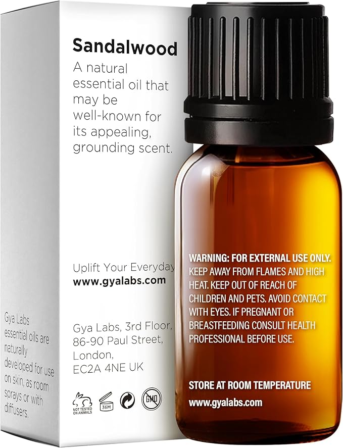 Gya Labs Sandalwood Essential Oils for Diffuser - 0.34 Fl Oz - 100% Pure Natural Sandalwood Oil for Skin, Hair, Massage Perfume & Candle Making Scent