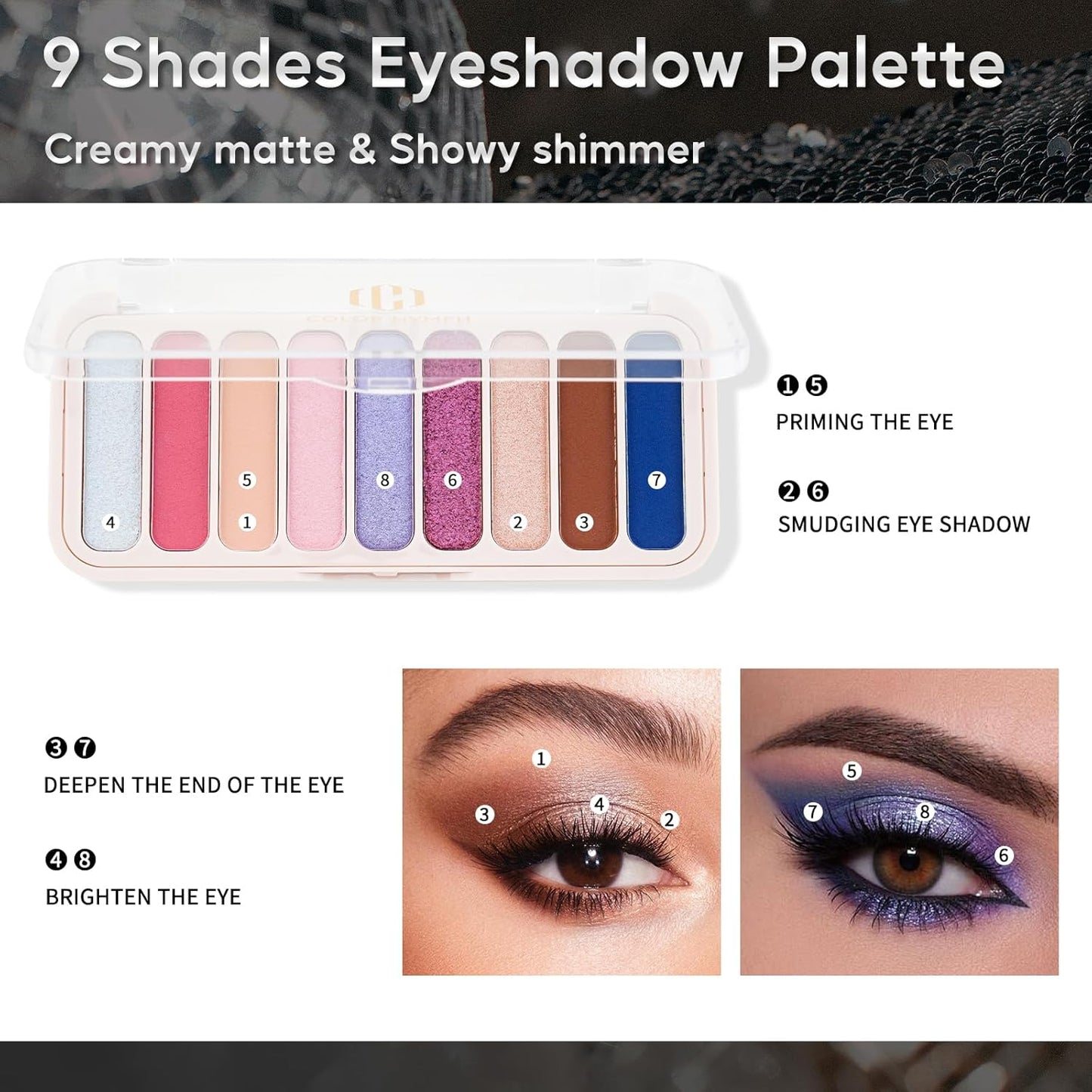 Color Nymph All in One Makeup Kit for Women & Girls, Cosmetics Gift Set with Sequin Shoulder Bag Includes Eyeshadow Palette, Lip Gloss, Lipstick, Liquid Blush, Eyeliner, Eyebrow pencil, Mascara, Brush