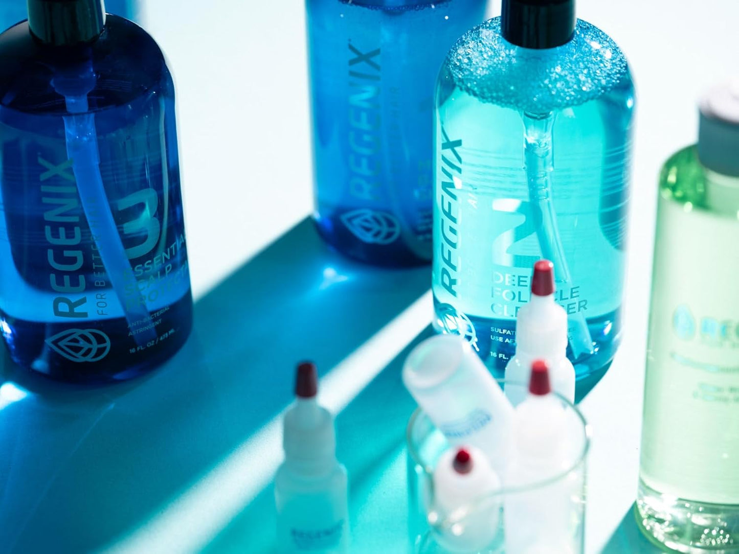 Regenix Starter Kit to Treat Hair Loss 30 Day Supply, Shampoo + Deep Follicle Cleanser + Essential Scalp Protectant + Treatment Vials, Free Hair Microanalysis