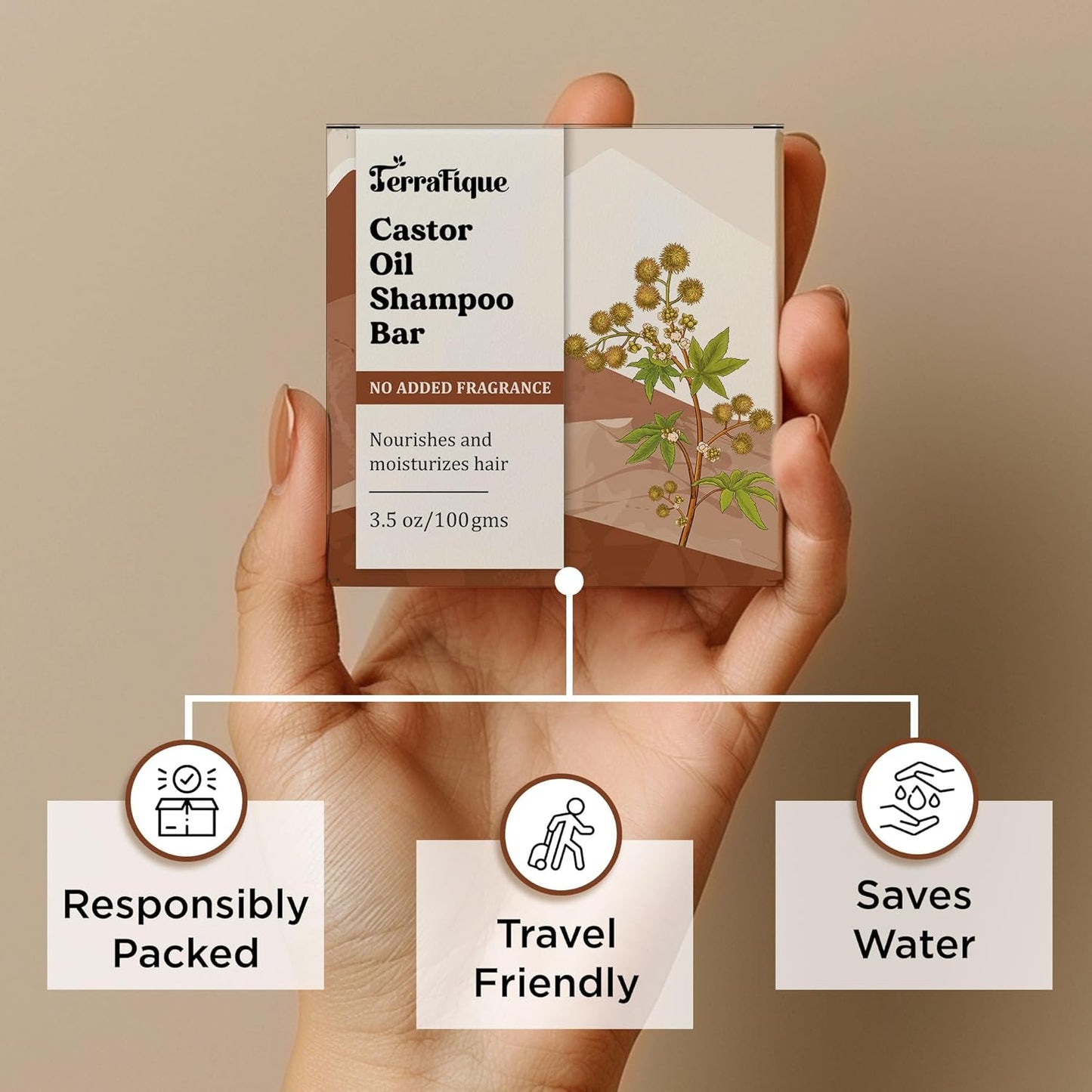 Castor Oil Shampoo Bar - No Added Fragrance - Solid Shampoo for Thinning Hair - Men and Women - 3.5 Oz - Pack of 2