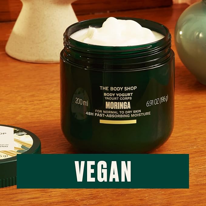 The Body Shop Moringa Body Yogurt – Instantly Absorbing Hydration from Head to Toe – For Normal to Dry Skin – Vegan – 6.91 oz