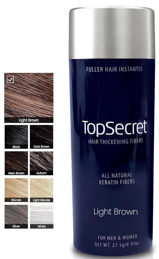 Top Secret Hair Thickening Building Fibers Refills - Undetectable & Natural Hair Filler - for Men & Women - Instantly Fill In Fine Thinning Hair - Weather & Sweat Resistant (Light Brown, Large)