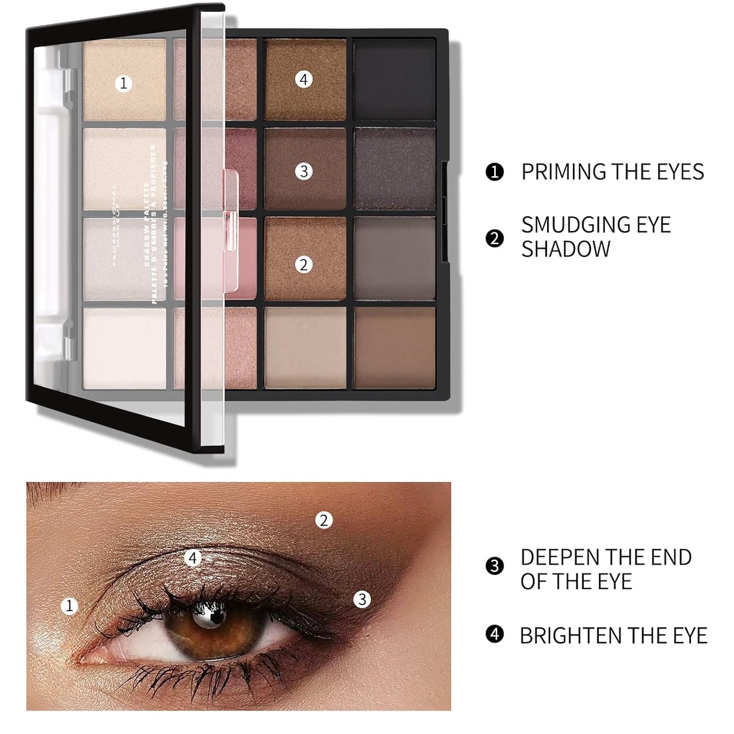 Boobeen Colorful Eyeshadow Palette Makeup-16 Colors, Matte and Glitter Eyeshadow, Bright Eyeshadow palettes, Blendable, Easy to Build Dramatic Glamour Looks (1#)