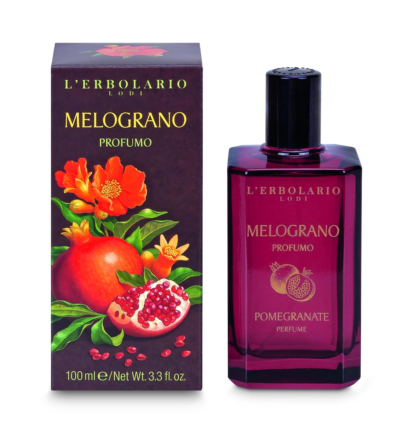 L'Erbolario Pomegranate Perfume - Perfume for Men and Women with Mandarin Orange, Lemon and Musk Notes - Fruity, Spicy Scented Mens Cologne - 3.3 oz