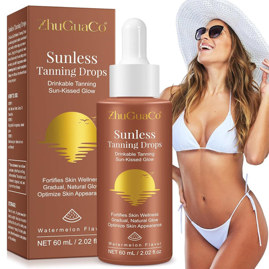 Tanning Drops Drink,Sunless Tanning Drops to Drink,Natural Sunbathing Without Sun Damage,Enhancing Natural Skin Tone,Nourishing and Moisturizing