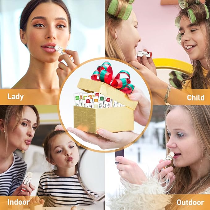 DMSKY 36 Pack Lip Balm, Natural Lip Balm Bulk with Vitamin E and Coconut Oil, Moisturizing Lip Balm for Chapped Lips, Bulk Lip Balm for Women-12 Flavors