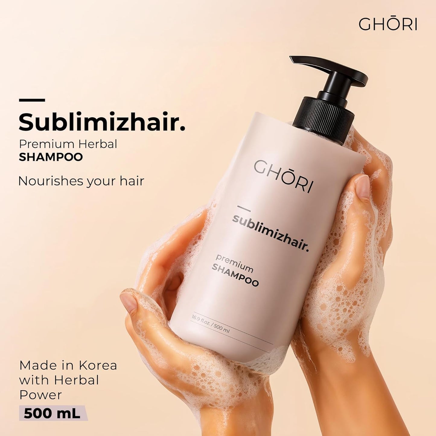 Sublimizhair Korean Herbal Shampoo for Dry & Damaged Hair | Hanbang Formula with Ginseng, Licorice & Tea Extracts | Gentle Scalp Cleansing | pH Balanced Shampoo | 500 ml / 16.9 fl oz
