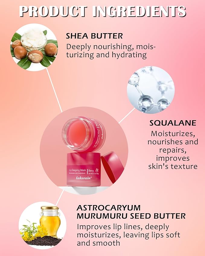 Sleeping Lip Mask, Overnight Hydrating & Prevention Dry and Cracked Lips Scrubs Exfoliator & Moisturizer, Ultra-Nourishing Lip Sleeping Mask with Wand, Lips Care Therapy Treatment for Women-02#Berry