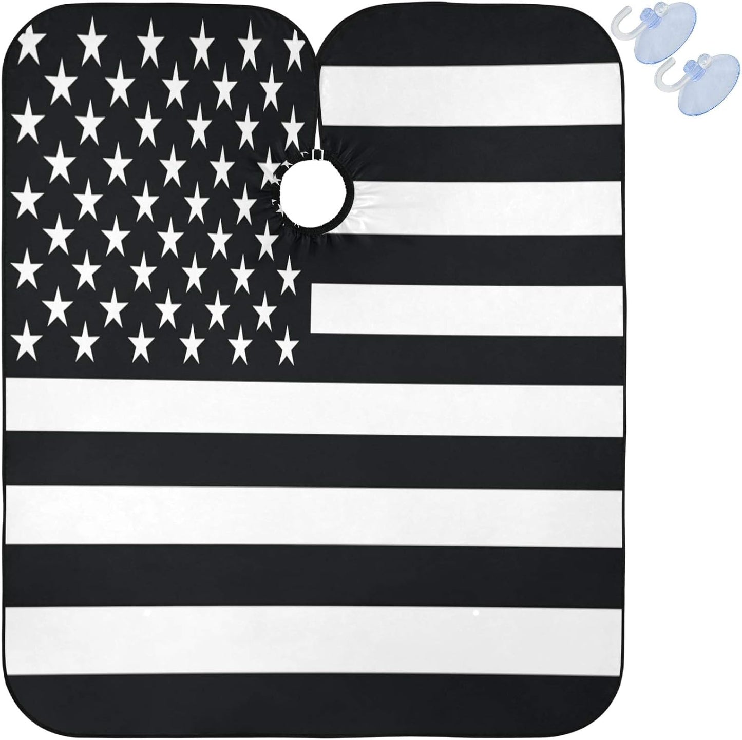 visesunny Barber Cape Black White American Flag Polyester Hair Cutting Salon Cape Apron Anti-Static Haircut Water-Resistant Shaving Cloth Beard Shaving Bib Hairdressing Cape
