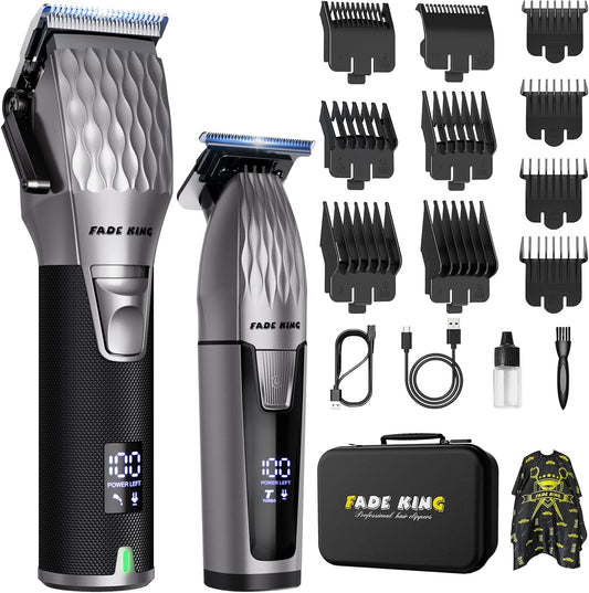 FADEKING® Cordless Hair Clippers and Beard Trimmer for Men, Professional Barber Kit for Hair Cutting and Beard Styling, Premium Grooming Gift for Men