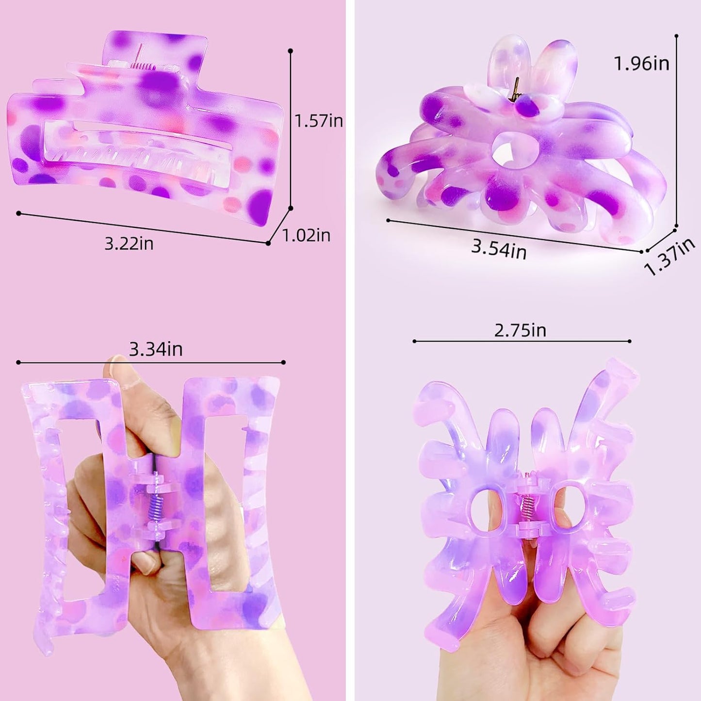 Hair Clips for Women,6PCS Big Flower Claw Clips for Thick Thin Hair,Strong Hold Cute Hair Accessories for Girls,Nonslip Beach Vacation Essentials Summer Accessories (varicoloured)