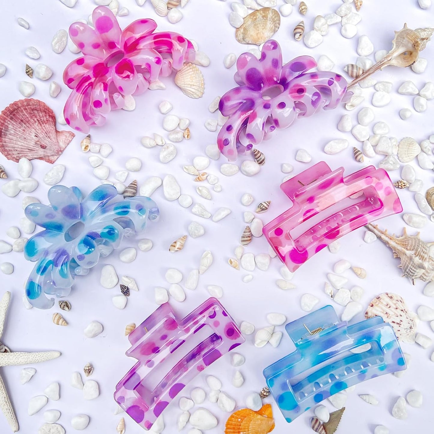 Hair Clips for Women,6PCS Big Flower Claw Clips for Thick Thin Hair,Strong Hold Cute Hair Accessories for Girls,Nonslip Beach Vacation Essentials Summer Accessories (colorful)