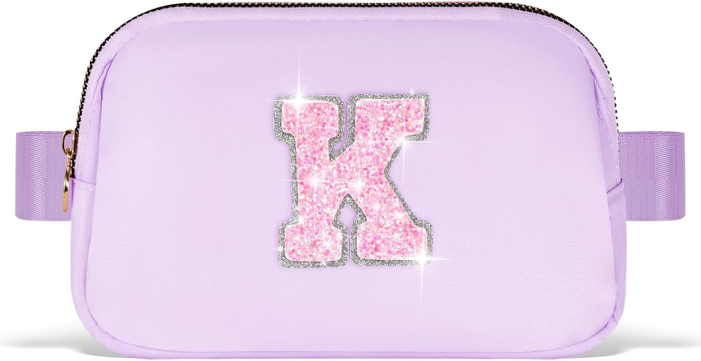 Girl Stuff - Teen Girl Gifts: Trendy Cross Body Belt Bags - Fanny Packs for Kids & Women | Lavender, Initial K