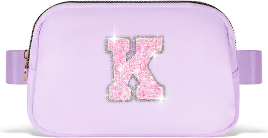 Girl Stuff - Teen Girl Gifts: Trendy Cross Body Belt Bags - Fanny Packs for Kids & Women | Lavender, Initial K