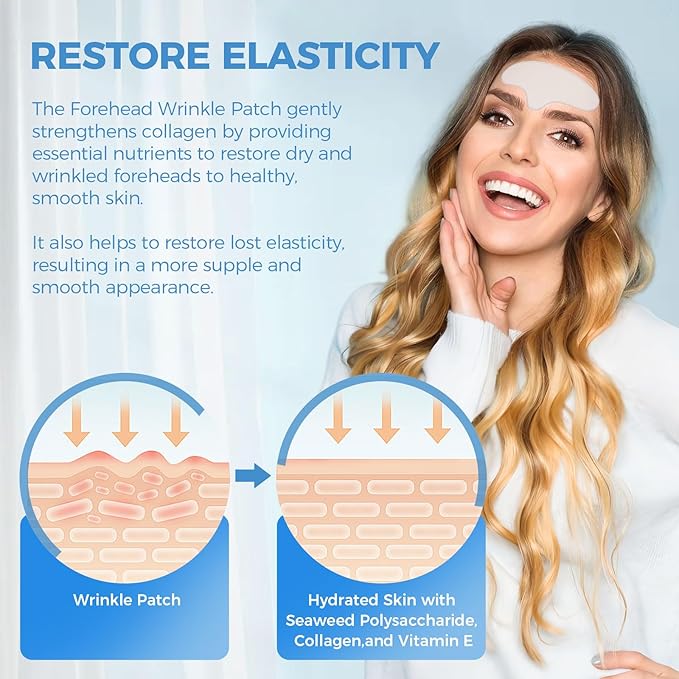 Collagen Forehead Wrinkle Patches Overnight 7pcs, Anti-Wrinkle Facial Patches for Face and Forehead Fine Lines & Frown Lines for Youthful, Firmer, and Smoother Appearance