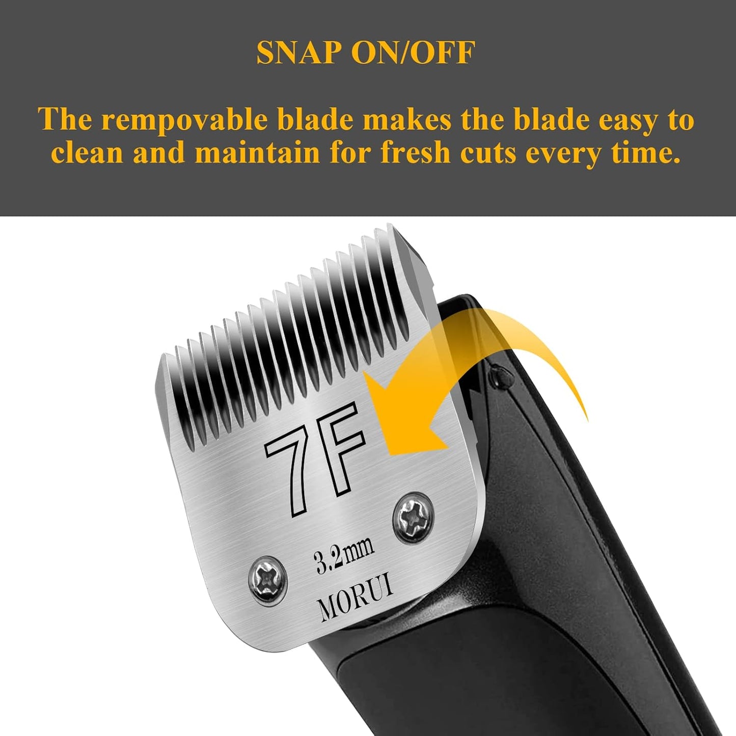 7F Cut Length 1/8"(3.2mm) Detachable Pet Dog Clipper Blades UltraEdge Series Clipper Blades for Dog Grooming Compatible with Most Andis,Oster A5 Wahl KM Series Clippers