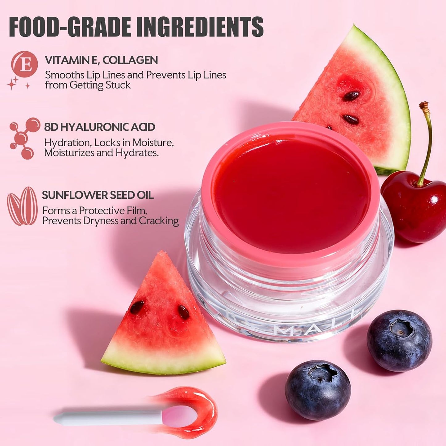 BS-MALL Luxurious Watermelon lip balm butter - hydrating overnight lip mask Care & chapstick for Soft Kissable lips 20g