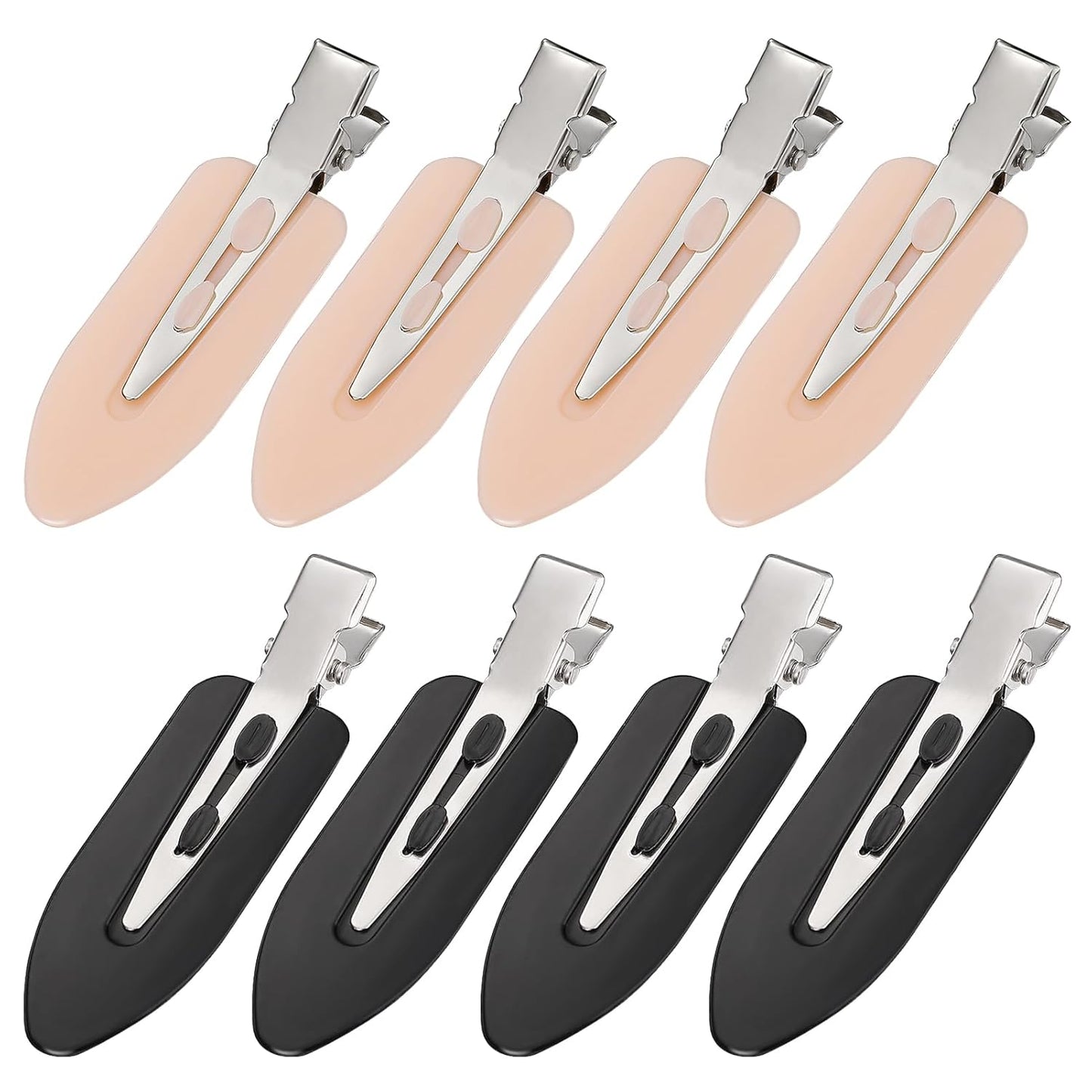 8Pcs No Bend No Crease Hair Clips- Styling Duck Bill Clips Alligator Hair Barrettes for Styling Sectioning, Small Gifts for Women Girls Salon Hairstyle Hairdressing Bangs Waves, Black & Pink