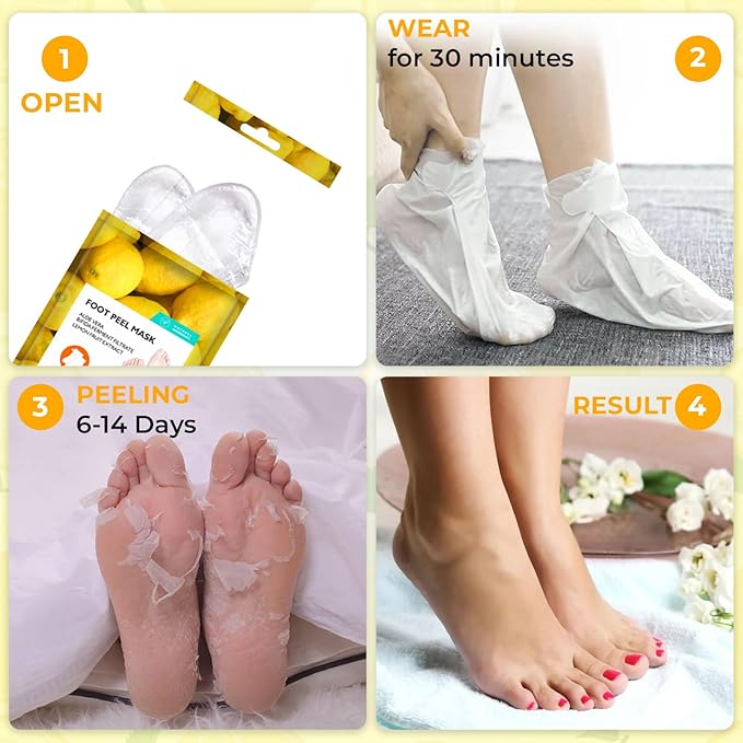 Happy Feet Foot Peel Mask, Original Exfoliate Foot Mask, Callus Remover for Rough Cracked Dry Feet Dead Skin, Lemon 03 Packs