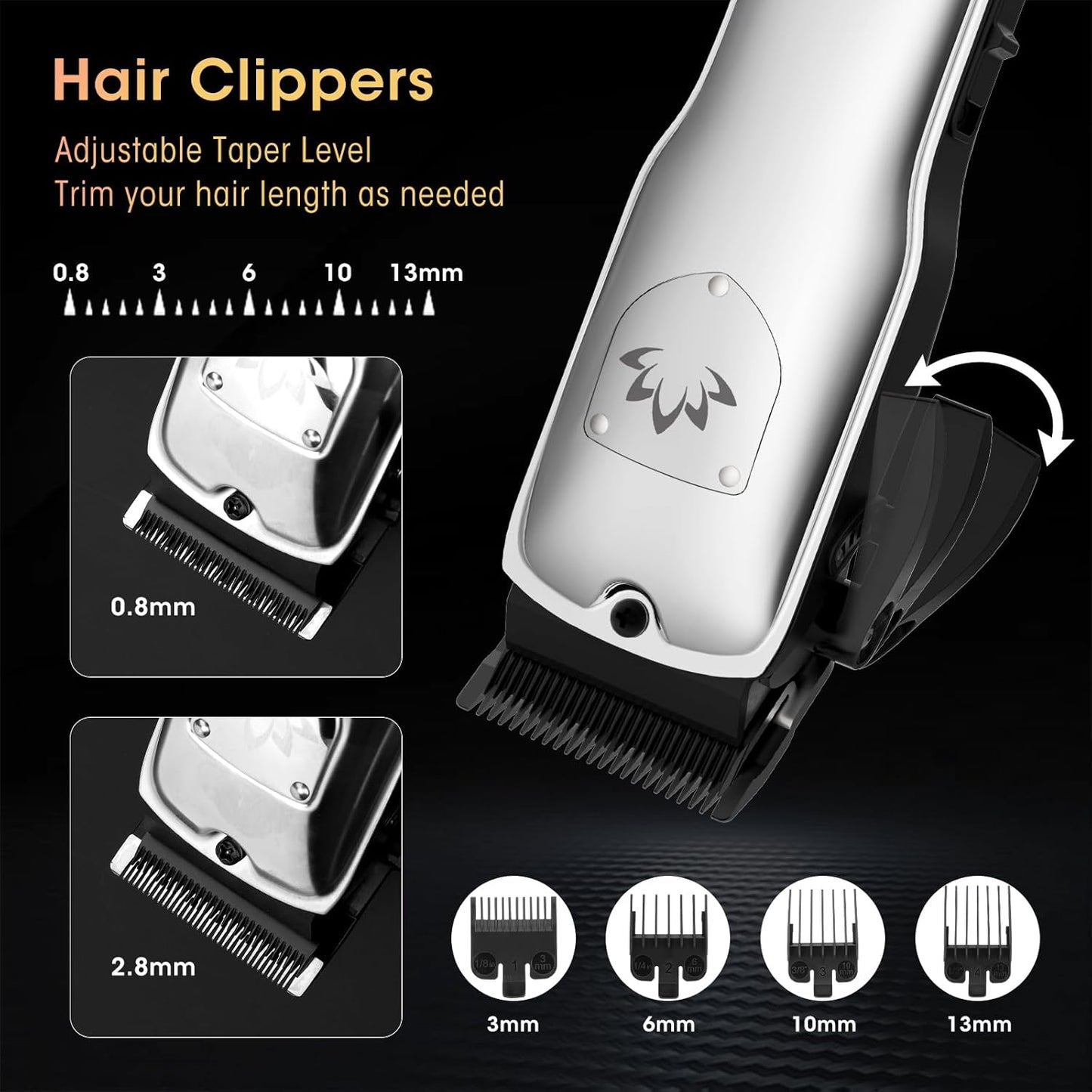 Professional Hair Clippers for Men, Cordless Hair Clippers T-Blade Trimmer Nose Hair Trimmer Electric Shaver Set, Haircut Grooming Kit with LED Display, for Barber, Ideal Gift for Him