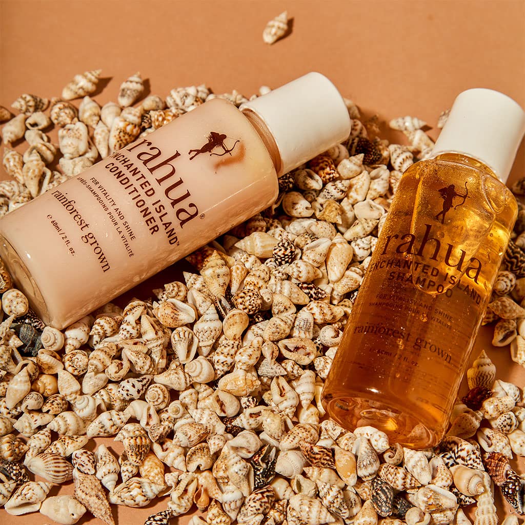 Rahua Enchanted Island Shampoo,Travel Size, Vegan, Sulfate Free Nourishing Shampoo with Biotin, For All Hair, Supports Healthy Growth & Shine, Coconut Guava Scent, Hair Care for Men & Women, 2 Fl Oz