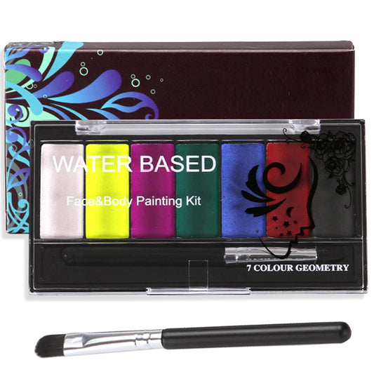 Face Body Paint Kit for Kids Adults,7 Vibrant Colors Water Activated Professional Facepaint with Brush, Non-Toxic for Halloween, Parties, Carnival, School Event, Festivals