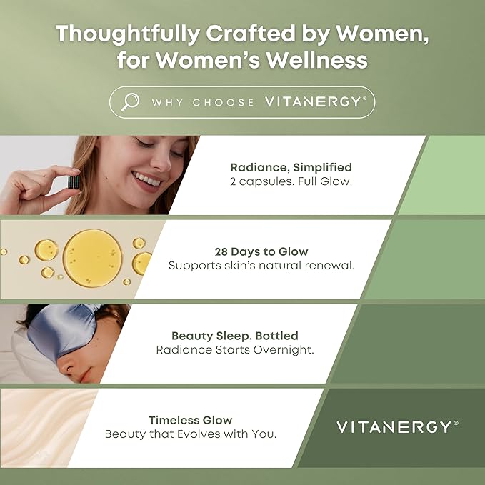 Beauty Sleep & Skin Glow Supplement – 4-in-1 Nighttime Support with L-Glutathione, Hyaluronic Acid, L-Theanine & Chamomile – Vegan, Made in USA, 56 Capsules