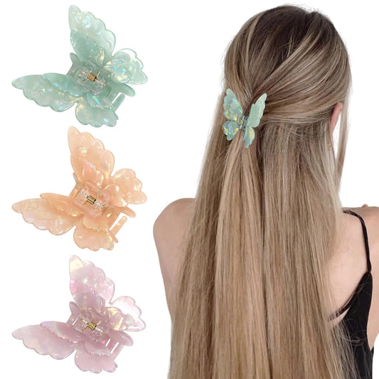 NAISIER Butterfly hair clips Butterfly claw clips for women girl cute Hair Accessories for Girls & Women.(Orange green purple)