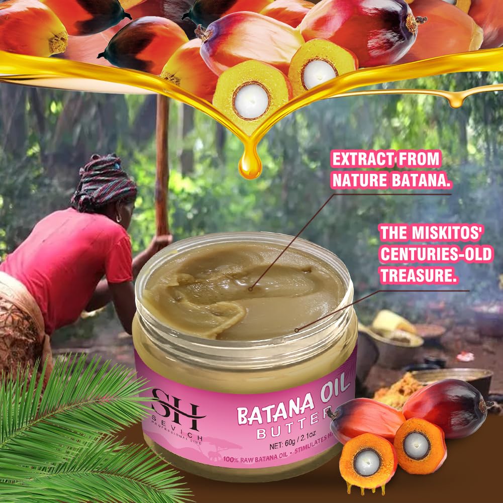 SEVICH Hair Butter with 100% Pure Raw Batana Oil - From Honduras for Growth, Repairing Damaged Tresses, Nourishing Thin Scalp and Promoting Regrowth, Suitable for All Hair Types, 2.1Oz