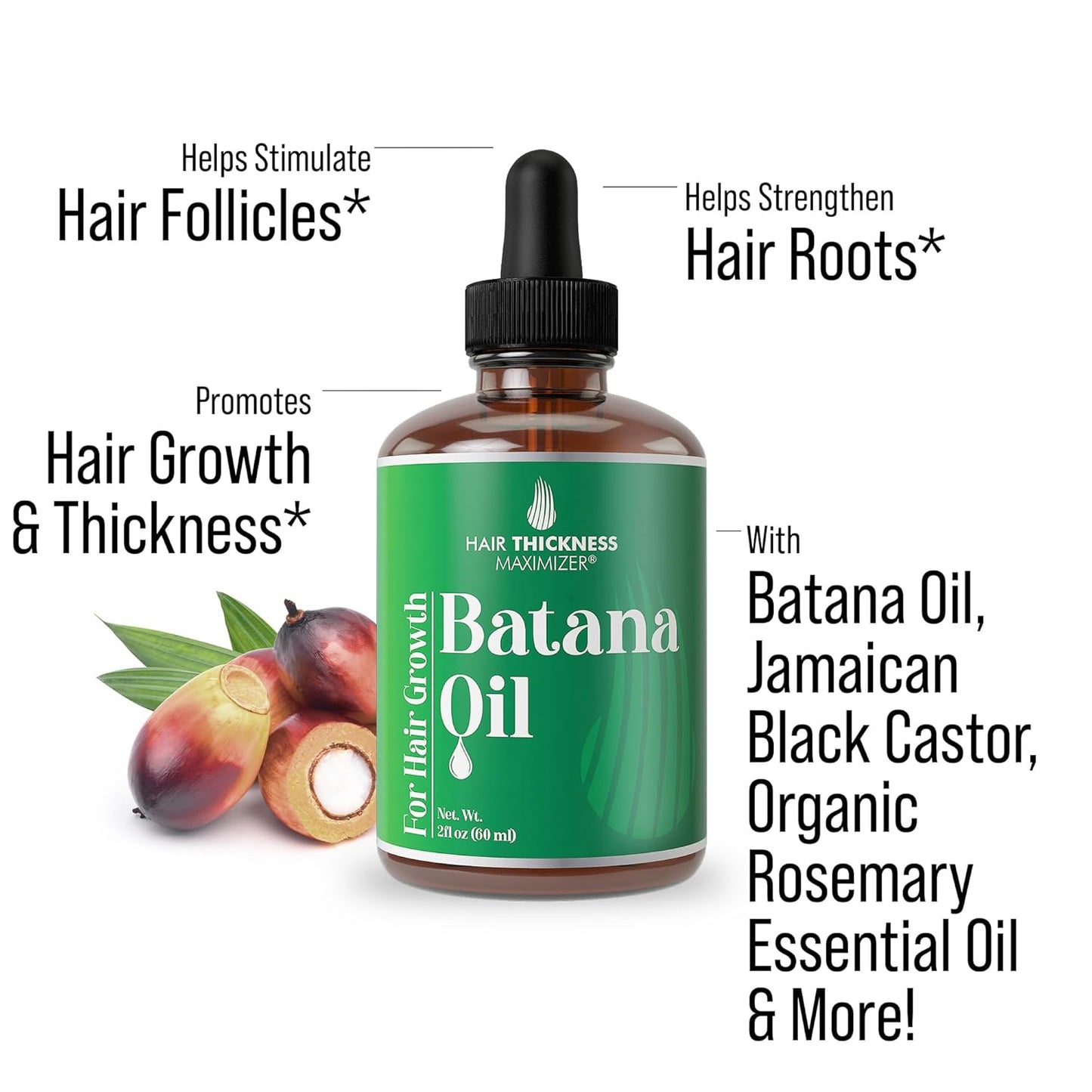 Batana Oil for Hair Growth – Honduran Oil to Strengthen & Hydrate Thinning, Dry Hair for a Healthier-Looking Scalp. For Women & Men – Vegan & Unscented 2oz Serum