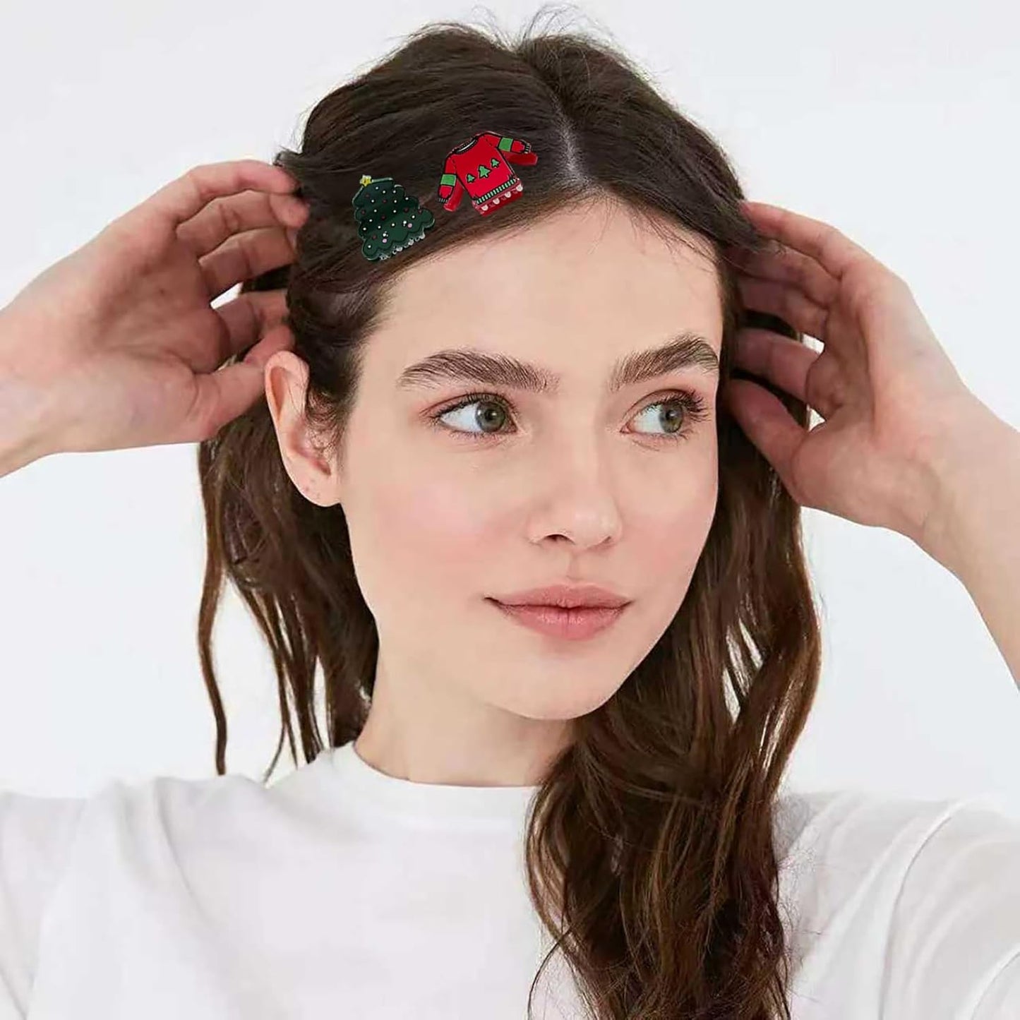 6 Pcs Christmas Hair Clips for Women, Cute Hair Claw Clip, Christmas tree Fireworks Clothes Cups Santa Claus Snowman Claw Clip, Holiday Hair Accessories, Xmas Small Hair Claw for Thick Hair/Thin Hair