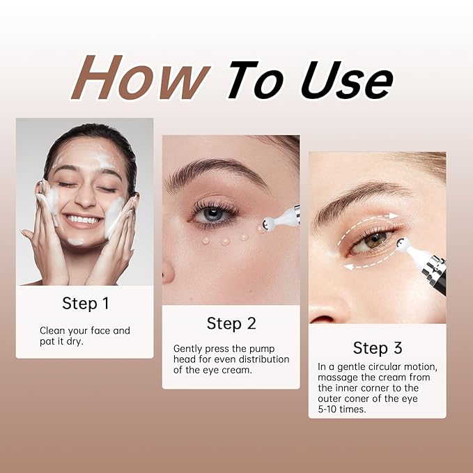 Caffeine Eye Cream for Puffiness & Dark Circles, Under Eye Cream for Puffy Eyes, Eye Bags & Wrinkles, 1 PCS Anti Aging Eye Serum with Under Eye Roller, Reduces Fine Lines & Moisturize Skin.