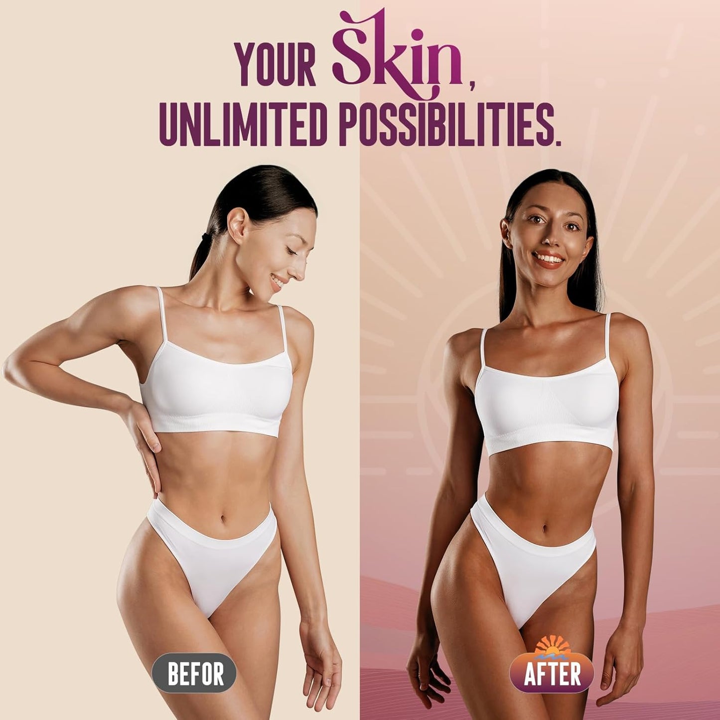 Self Tanner Mousse Kit - 250mL XL & Mitt & Strap | 1-Hour Express Dark Bronze + Plant 30% DHA for Long-Lasting Tan | No Orange Tones, Streak-Free & Odorless | Natural Sunless Glow