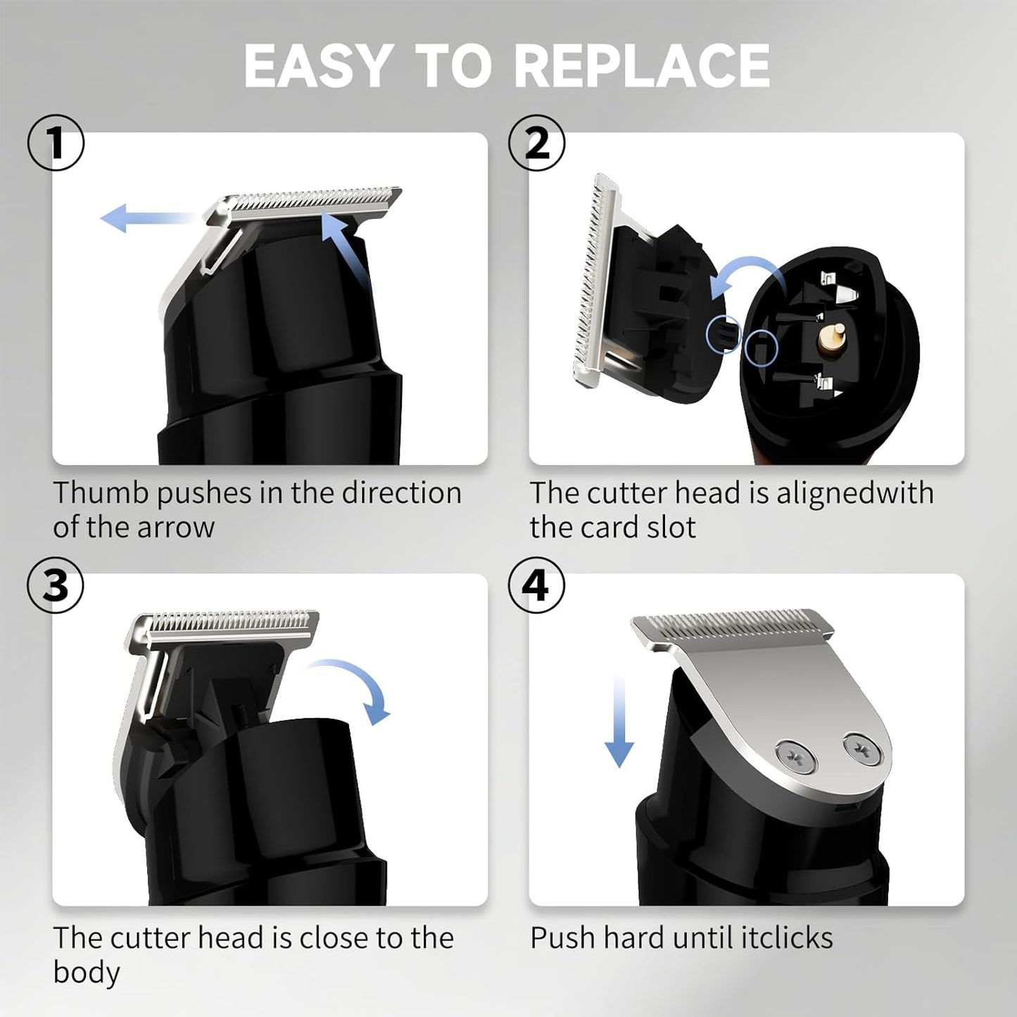 Beard Trimmer for Men, 5-in-1 Cordless Hair Clipper Kit with Foil Razor, Waterproof Body, Nose & Ear Groomer, Precision Trimming for Beard, Hair & Body Care (Blue)