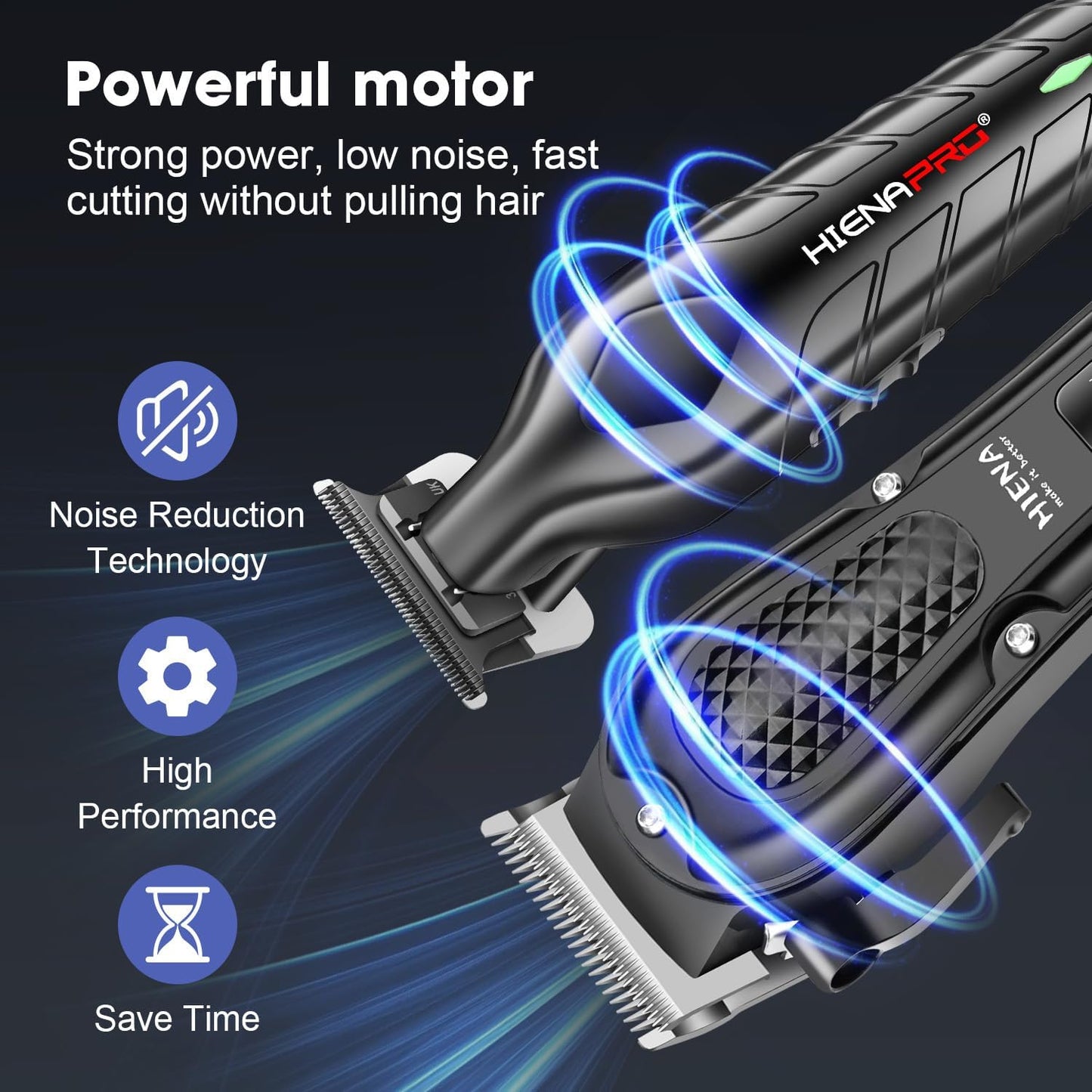 HIENA Professional Hair Clipper Set & Trimmer Kit for Men, Rechargeable Cordless Barber Clippers for Hair Cutting, Haircut Clippers, Gift for Men