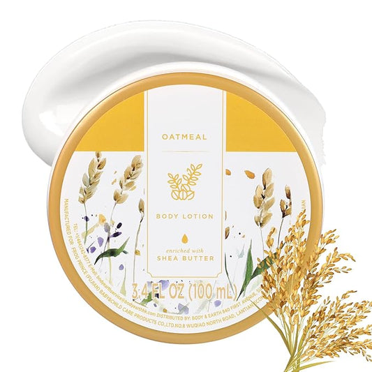 Princess Belle Oatmeal Body Lotion, Travel Size Body Lotion for Women and Men Dry Skin, Deep Moisturizing and Hydrating with Natural Shea Butter, Smell Good, 100ml(3.4floz)
