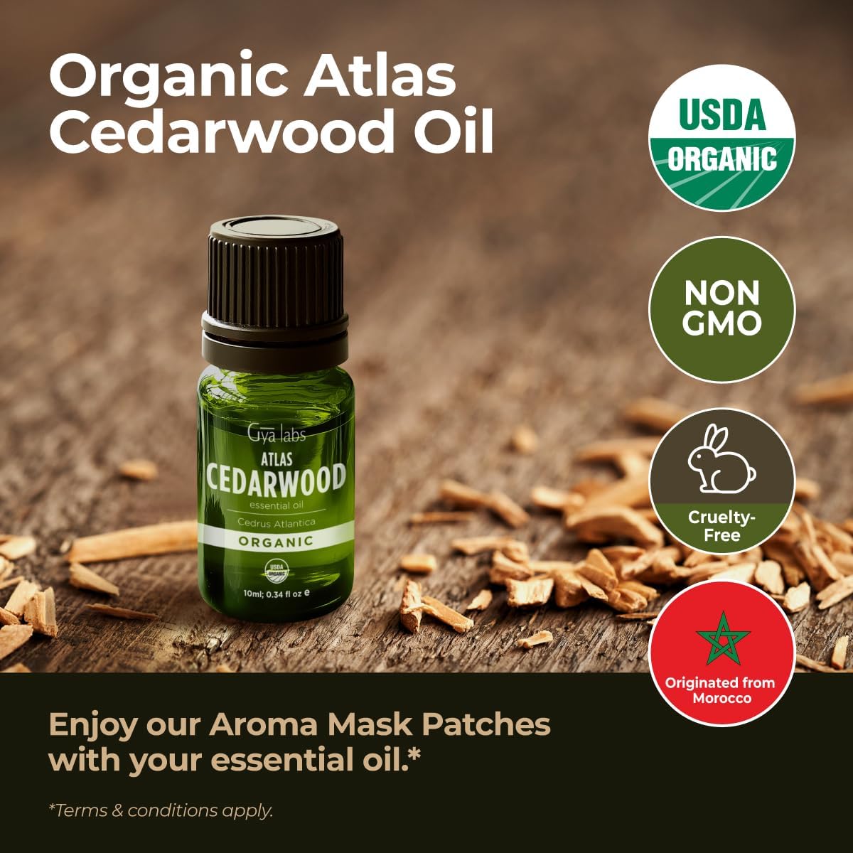 Gya Labs Organic Cedarwood Essential Oil - 0.34 Fl Oz - for Skin, Hair, Diffuser, Aromatherapy, DIY Candle Making Scents