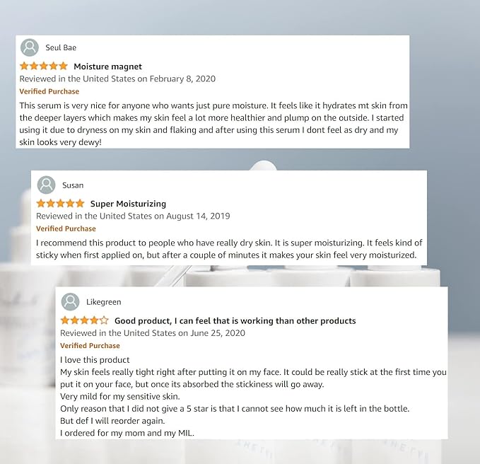 Blanc Doux Oligo Hyaluronic Acid Serum - Deeply Intense Hydrating Daily Oil-Free Essence Ampoule VEGAN Face Moisturizer Dry Sensitive Acne-Prone Skin Anti-Wrinkle Age-Defying