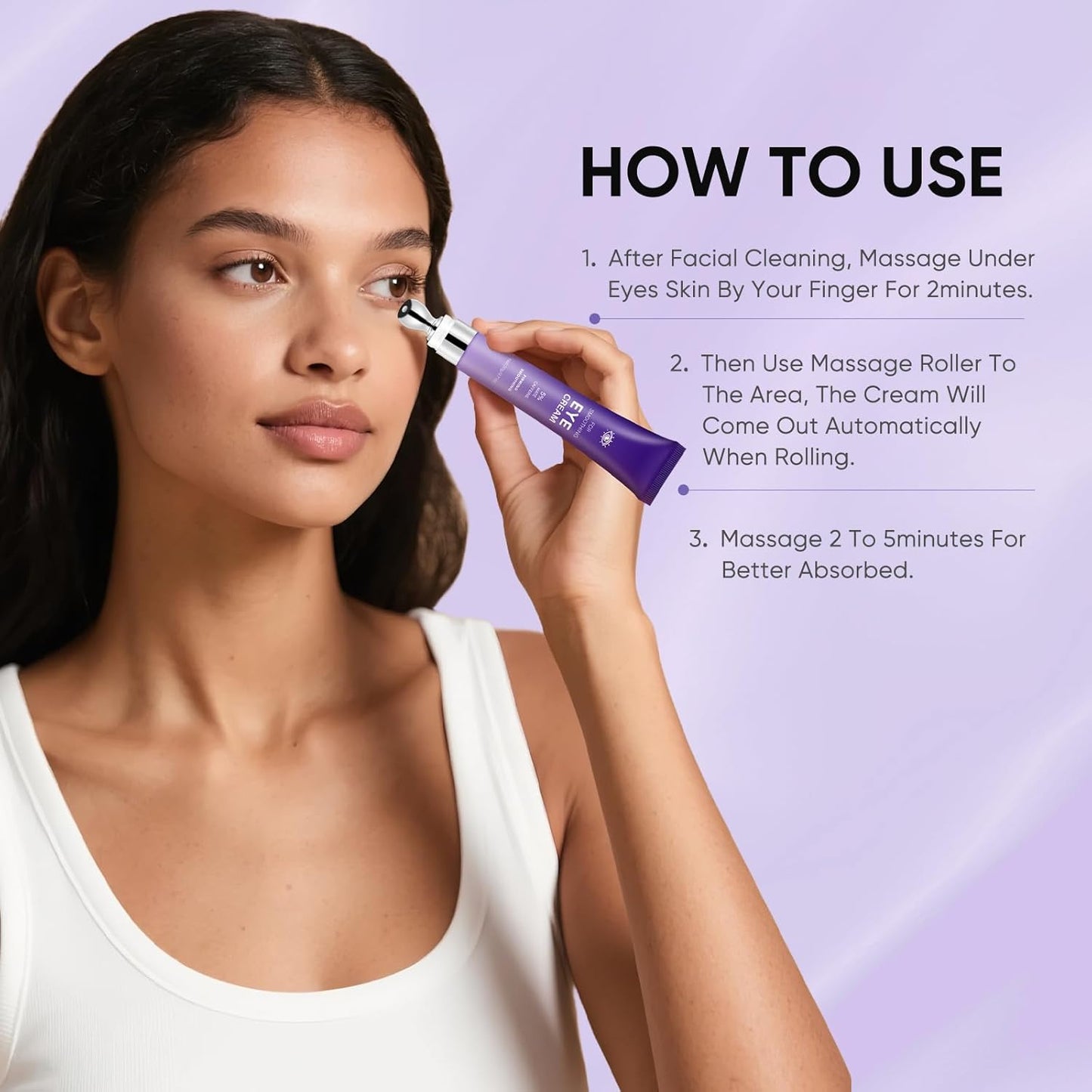 Eye Cream Anti Aging, 5% Mate Caffeine Dark Circle Under Eye Cream with Roller, Eyes Bags Treatment for Men, Undereye Dark Circles Puffy Eye Bag Remover for Tightening Wrinkle Puffiness 0.71 OZ