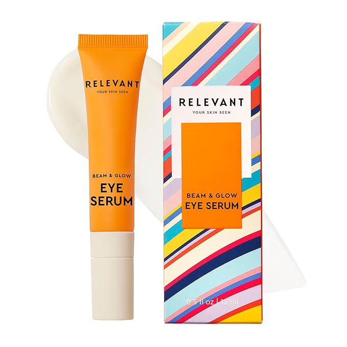 Relevant Beam and Glow Eye Serum - Hydrating Serum for All Skin Types - Vegan Skincare with Shea Butter and Niacinamide - Gluten Free - 0.5 oz