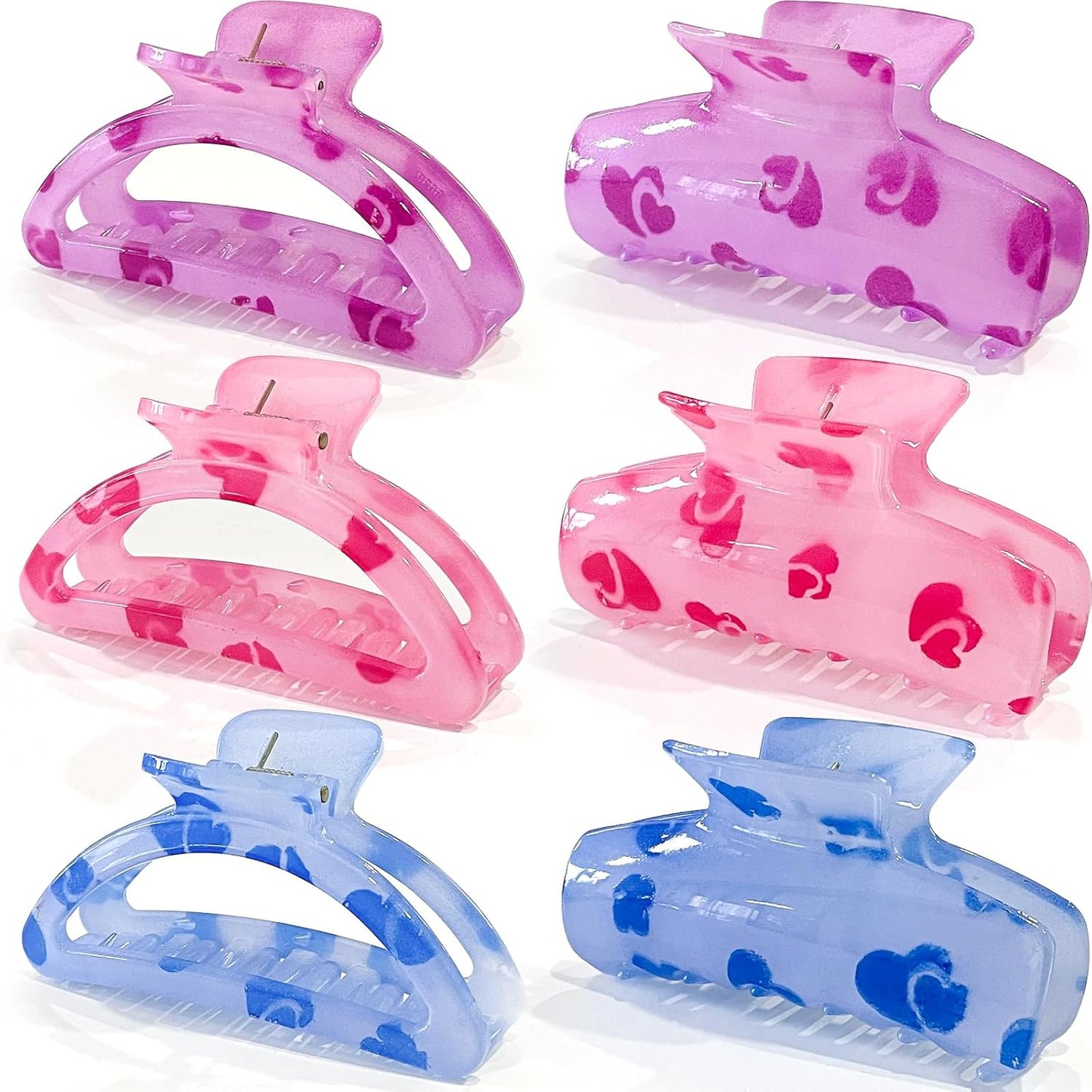 6PCS Hair Claw Clips for Women,Strong Hold Medium Claw Clips for Thick and Thin Hair,Nonslip Hair Accessories for Girls,Summer Beach Vacation Essentials (florid)