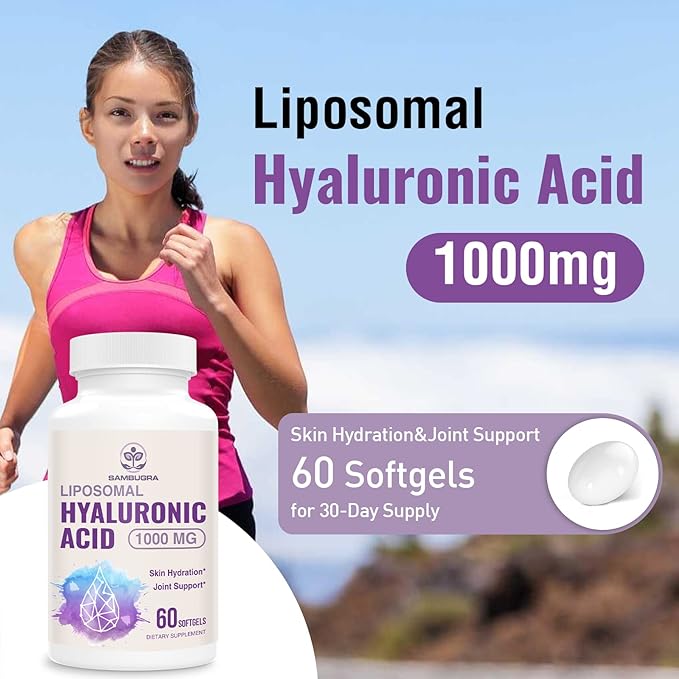 Liposomal Hyaluronic Acid 1000mg, High BioavailabilityHyaluronic Acid Capsules, Dietary Supplement Support Skin and Joint Lubrication, 240 Capsules (Pack of 4)