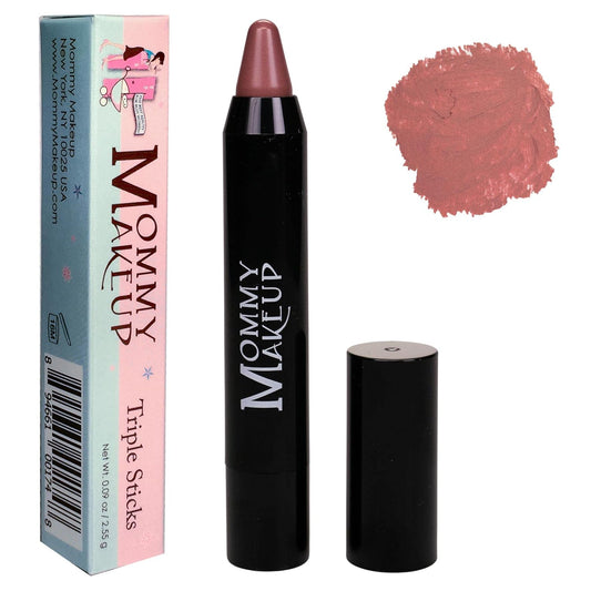 Mommy Makeup Triple Sticks Lipstick, Cream Blush & Teatment All-In-One with Shea & Cocoa Butter - Soft & Creamy Moisturizing Lip Crayon For Lips & Cheeks (Daisy Glow)