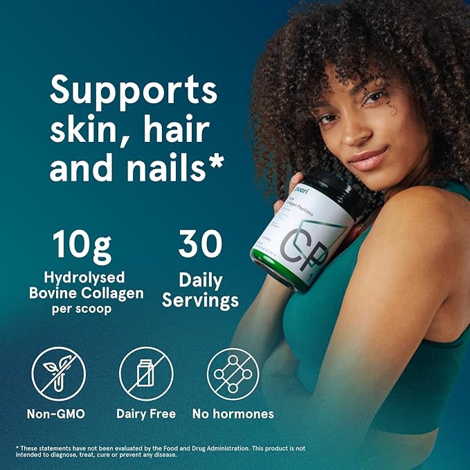 Puori - CP1 Pure Collagen Peptides Powder - Hair, Skin, Nails - Joint, Bones Support - Hydrolyzed Protein, Unflavored, 30 Servings